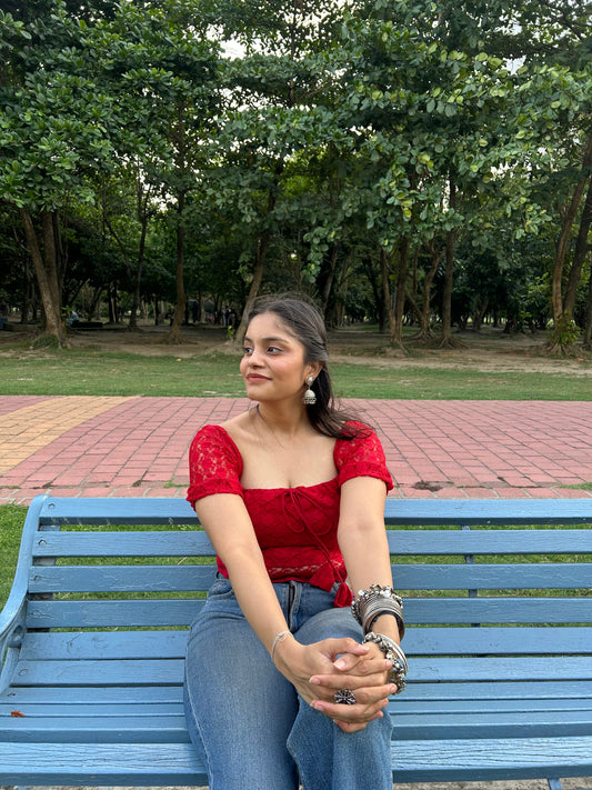 Cherry Kiss Square neck Top